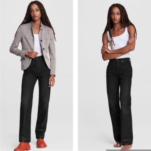rag & bone Alex High Rise Straight Jeans Worn Black Women's Size 30 - Picture 1 of 16